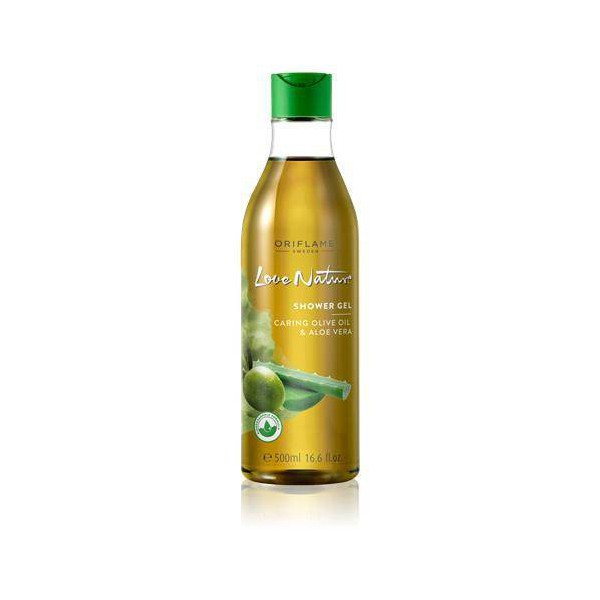 Pečující sprchový gel s olivovým olejem a aloe vera Love Nature - maxi balení 500 ml